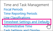 Timesheet Settings and Defaults