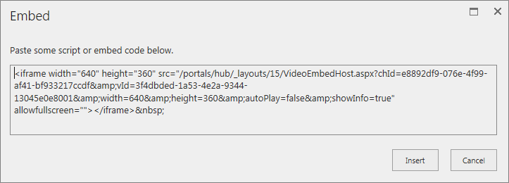 Inserting embed code
