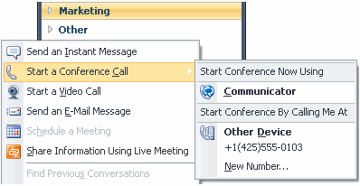 Start an unscheduled conference call with Office Communicator 2007