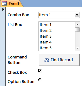 Controls in a database that does not inherit Windows themes