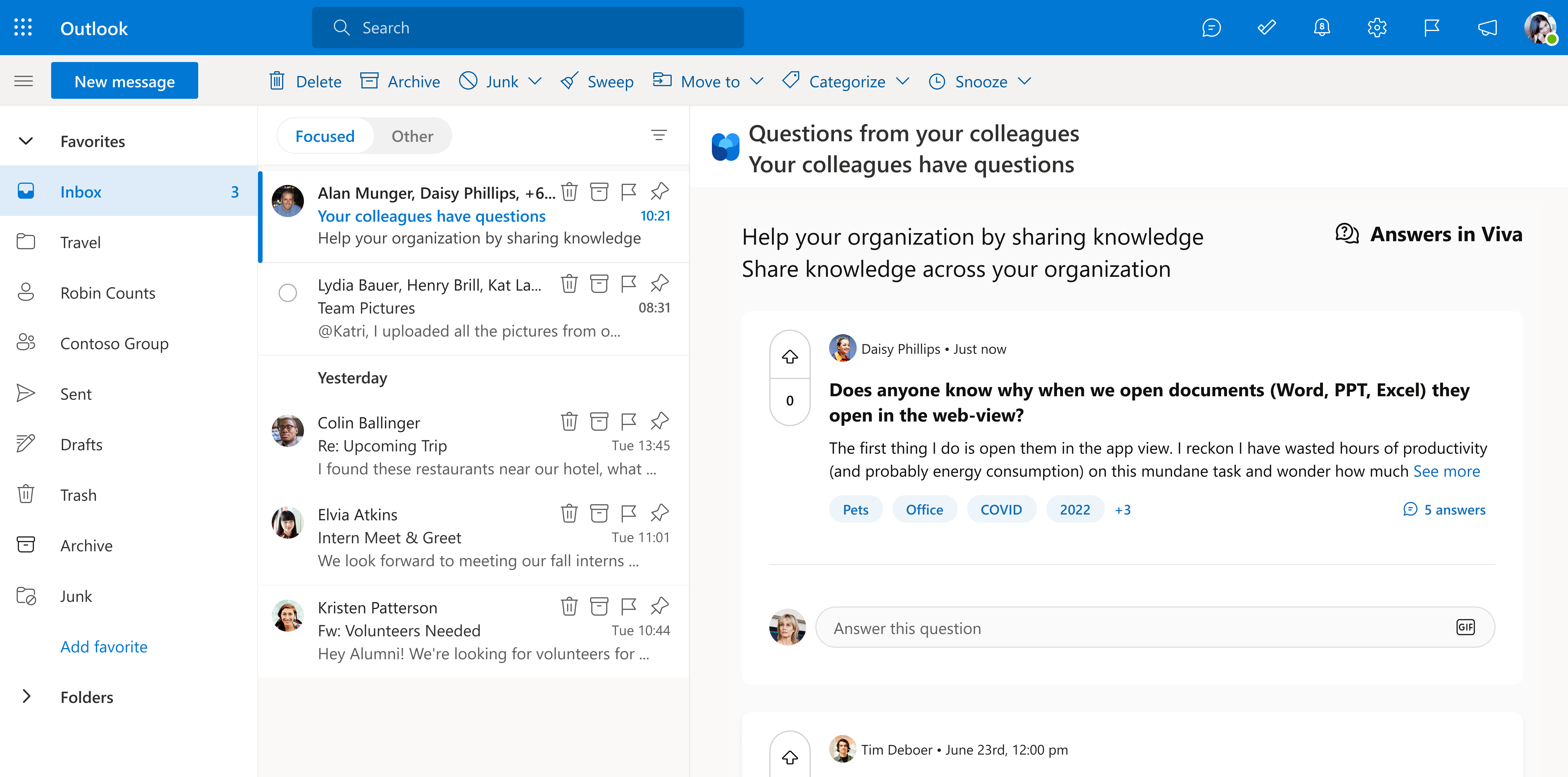 Image of the inbox notification for Answers Digest