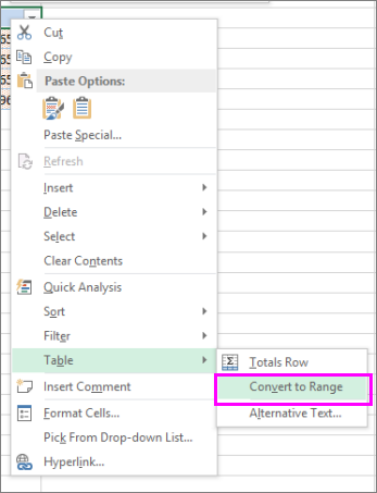 convert a table format to range