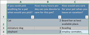 to print the survey questions and responses, select the cells containing the responses.