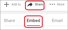 Click Share, and then click Embed