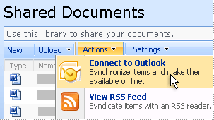 actions menu in shared documents