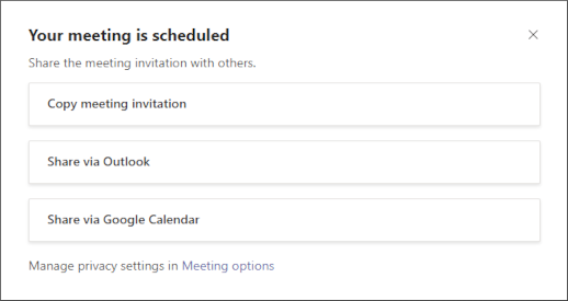 Your meeting is scheduled screen