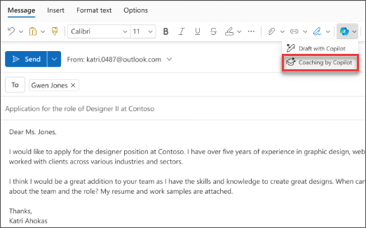 Email coaching with Copilot in Outlook - Microsoft Support