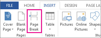 How to insert a page break