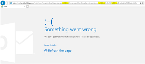 Screenshot of error message.