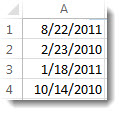 Unsorted dates in a worksheet