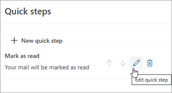 Screenshot highlighting Edit quick step icon