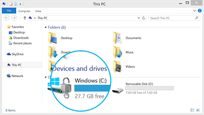 Check available storage in This PC