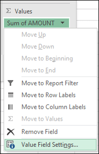 Excel Value Field Settings dialog
