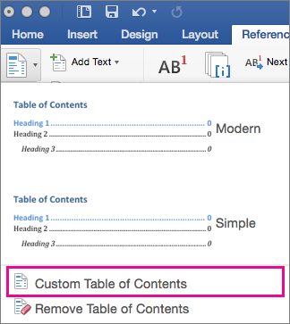 Ms word table of contents 2016