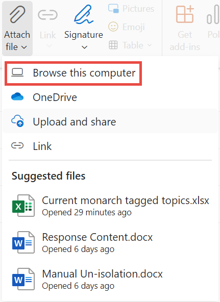 Browse PC for New Outlook
