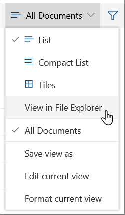All documents menu with Open in File Explorer highlighted