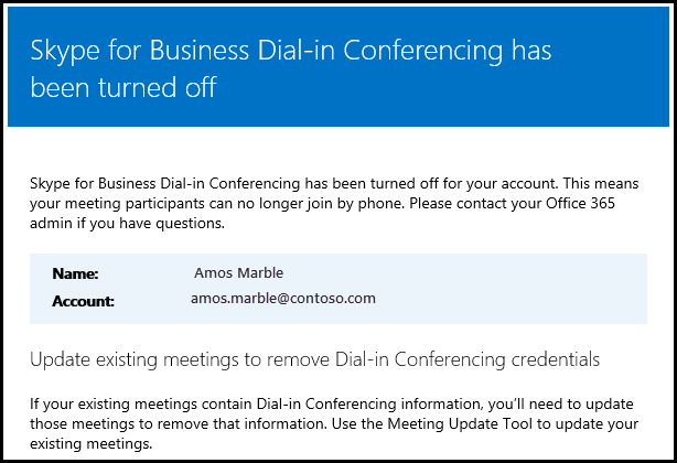 Dial-in conferencing is turned off.