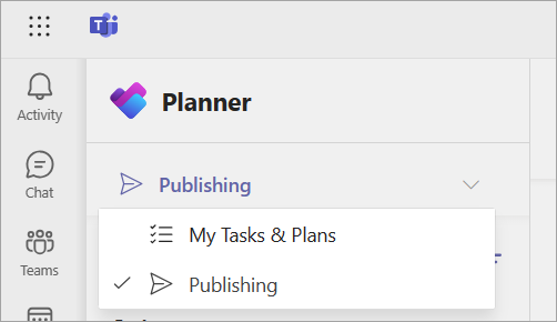 Screenshot showing the Publishing page in the Planner app.