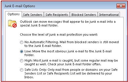 how to make span go to junk folder in outlook 2016