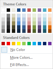 Page color options on the ribbon