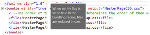 Screenshot of the minify flag set to true