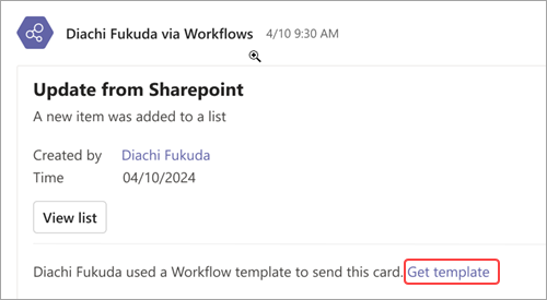 Screenshot showing how to get a copy of an existing workflow template