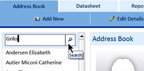 the search text box on a web database