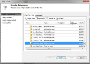 Select a data source dialog box