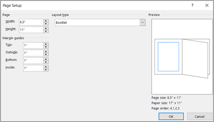 Page Setup dialog Layout type
