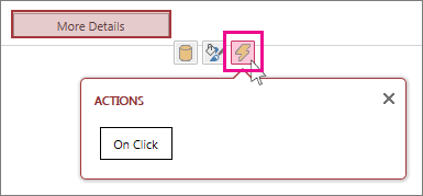 The Actions button for a command button on a view.