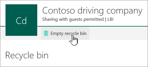 SharePoint Online Empty Recycle bin button