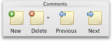Word Review tab, Comments group