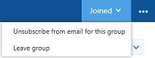 Unsubscribe or leave options for groups in Outlook on the web