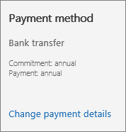 The Payment method section of a Subscription card for a subscription that pays by invoice.