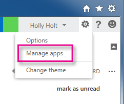 manage apps for Outlook