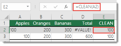 Use CLEAN to remove non-printing characters - formual in cell E2 is =CLEAN(A2)