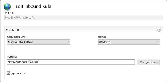 Screenshot of inbound rules editing screen.
