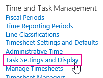 Task Settings and Display