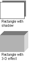Rectangle with shadow and rectangle with 3-D effect