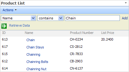 Displaying business data in a Business Data List Web Part