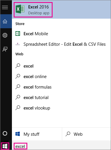 Start a Windows 10 search looking for apps or on the web