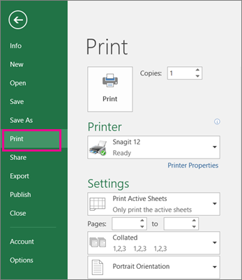 add print button in excel