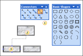 Using the Connectors toolbar to create an organization chart