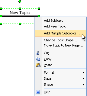 New topic shape selected with shortcut menu visible