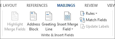 Write and Insert Fields group