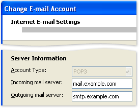 Change E-mail Account dialog box