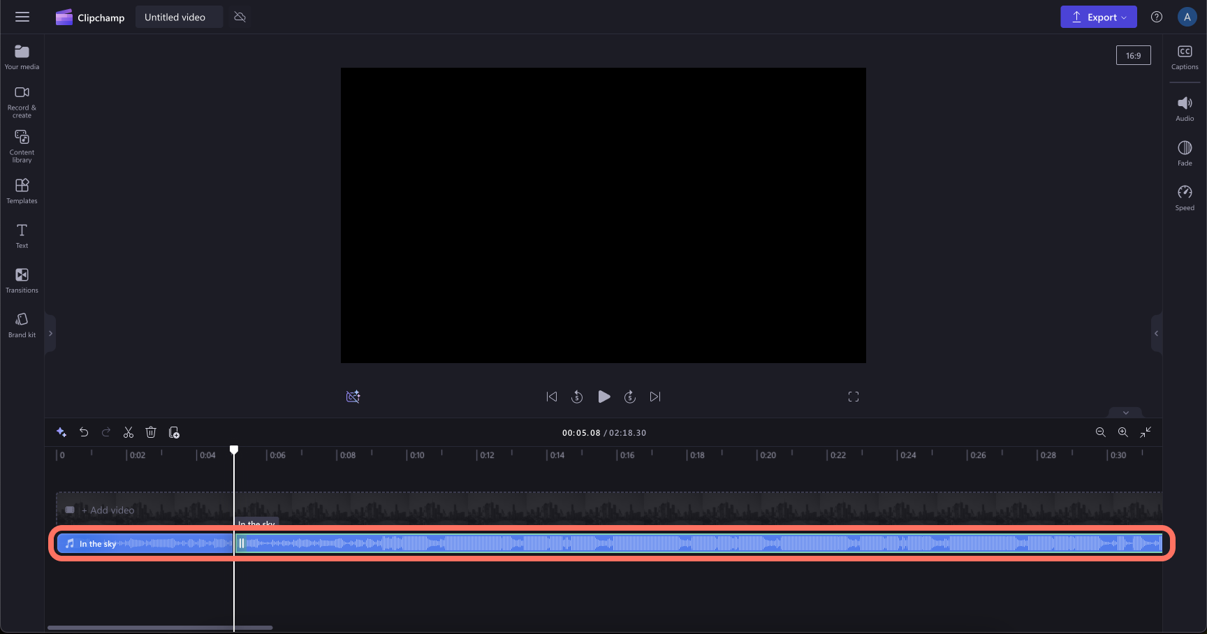 Image showing a split audio clip in the timeline