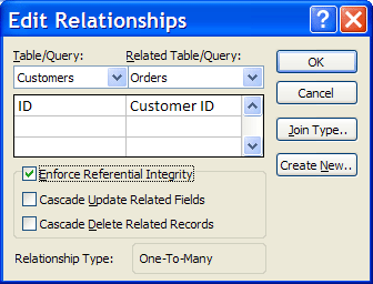 Edit Relationships dialog box