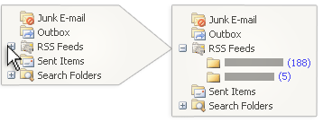 expanding the rss feeds folder