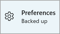 The label showing you that your preferences are backed up.